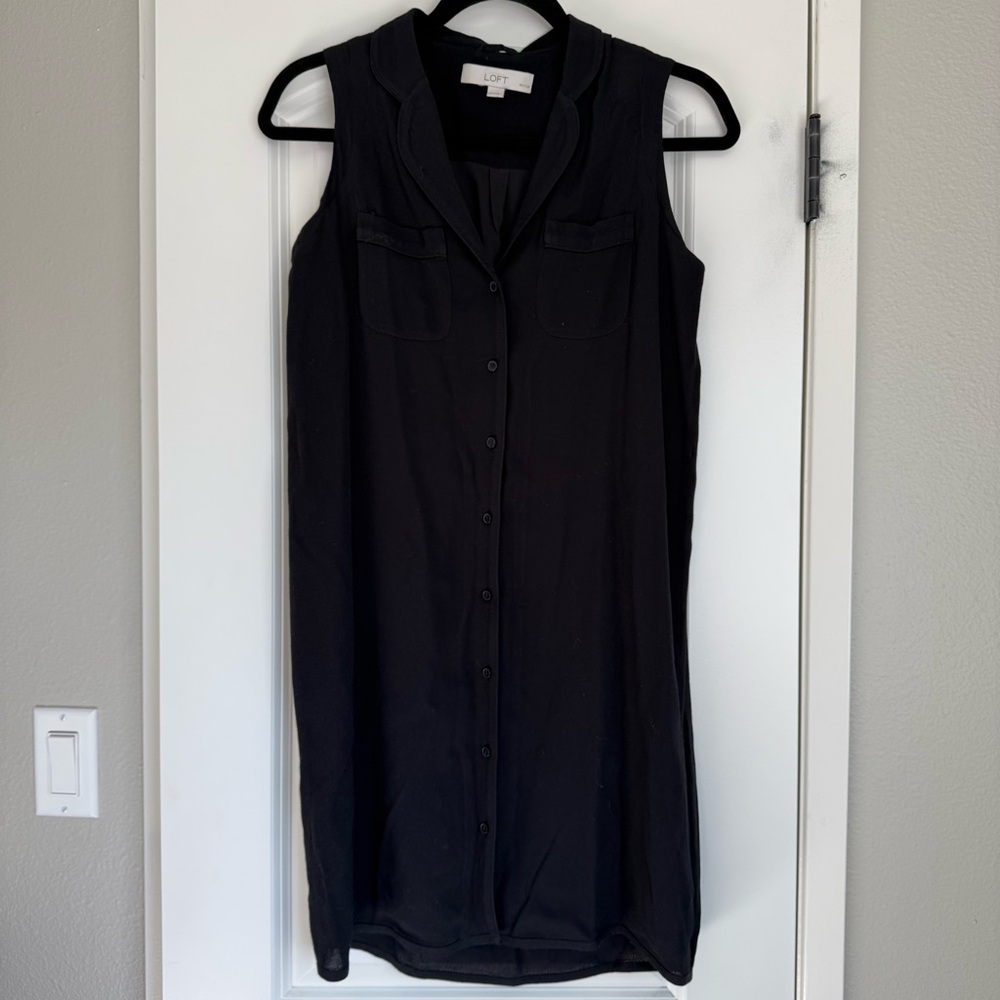 LOFT Black Button-Down Dress